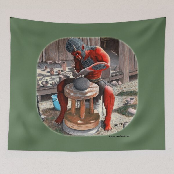 Item preview, Oni Making Japanese Pottery Realistic Art designed and sold by HelmsArt.
