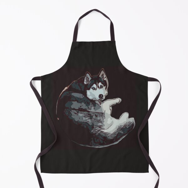 Black and White Husky Dog Apron