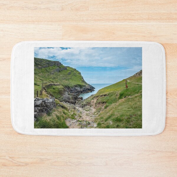 Item preview, Welsh Coastal Path, Gower, South Wales. The rocky path down to Mewslade Bay at high tide designed and sold by yackers1.