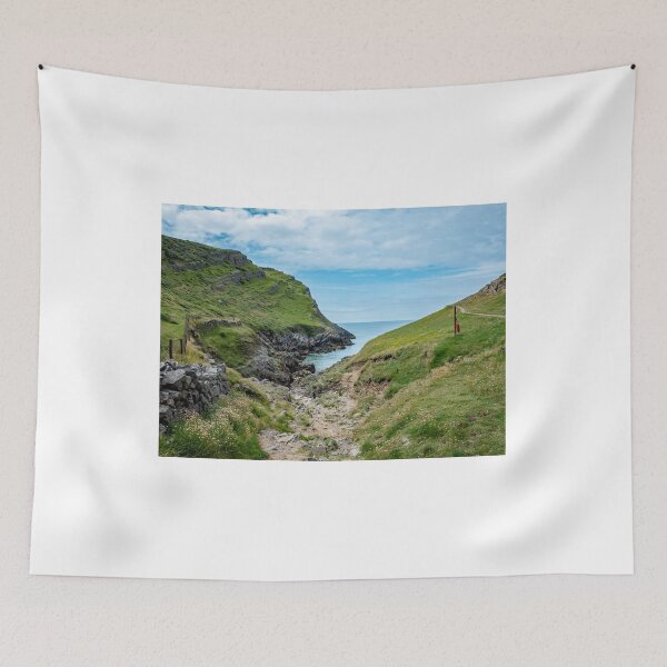 Item preview, Welsh Coastal Path, Gower, South Wales. The rocky path down to Mewslade Bay at high tide designed and sold by yackers1.