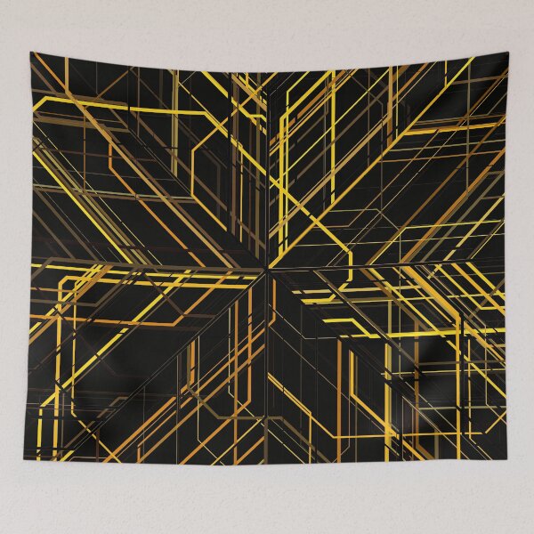 Item preview, Random Line Patterns in Yellow and Black  designed and sold by Lyle Hatch.