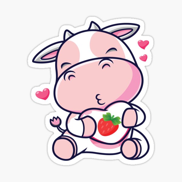 "Strawberry Cow Strawberry Pink Cow " Sticker by Ake10 Redbubble