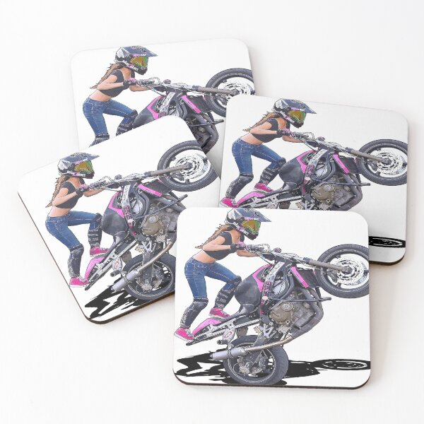 Item preview, Girl driving a biker wheelie designed and sold by DigitalCrown.
