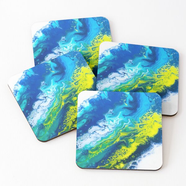 Item preview, Yellow and blue pour designed and sold by artworkbyevie1.