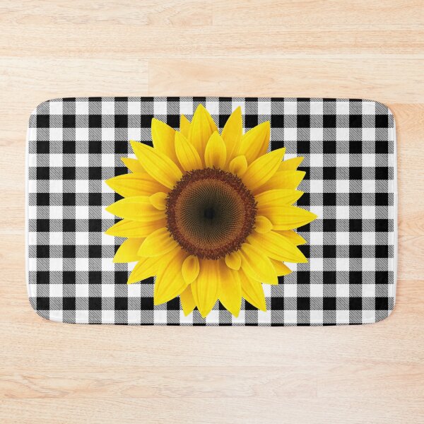 Item preview, Black White Gingham Sunflower designed and sold by WildHoneyDesign.