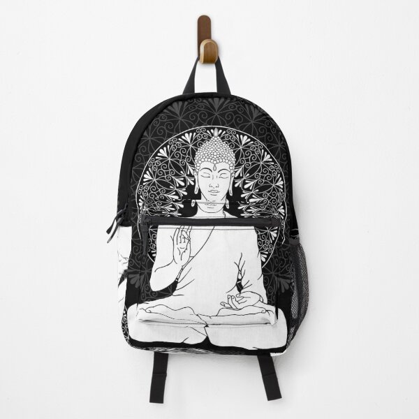 Item preview, Black and White Buddha with Mandala designed and sold by MandalaSoul.