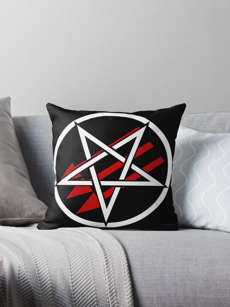 Thumbnail 1 of 4, Pillow, Satanic Antifascism - Basic Red & Black designed and sold by QueerSatanic.