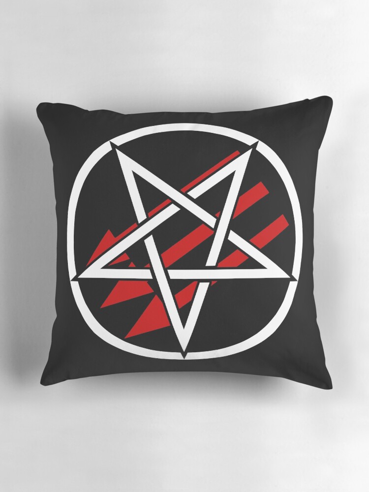 Thumbnail 3 of 4, Pillow, Satanic Antifascism - Basic Red & Black designed and sold by QueerSatanic.