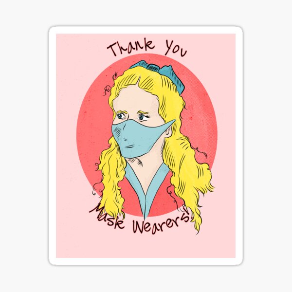 Compassionate Cathy Wears A Mask Sticker