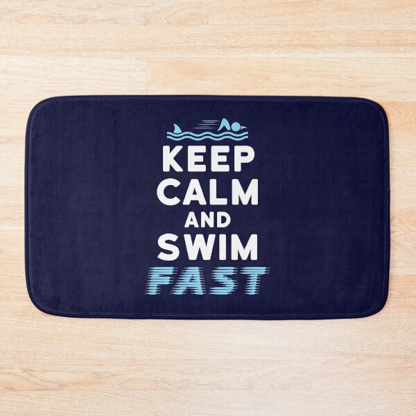 Item preview, Keep Calm And Swim Fast Funny Shark Fin Chasing Swimmer designed and sold by jaygo.