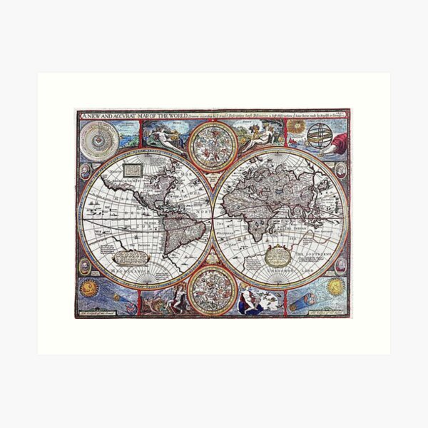Vista previa del artículo con la obra «Un viejo mapa del mundo», diseñado y vendido por Gothicrelics.