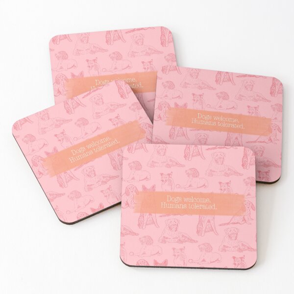 Item preview, Dog lovers quote: Dogs welcome. Humans tolerated. - pink/orange  designed and sold by ALP  Creates.