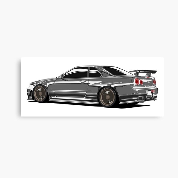 Nissan Gtr R34 Skyline Canvas Print By Auto Illustrate Redbubble