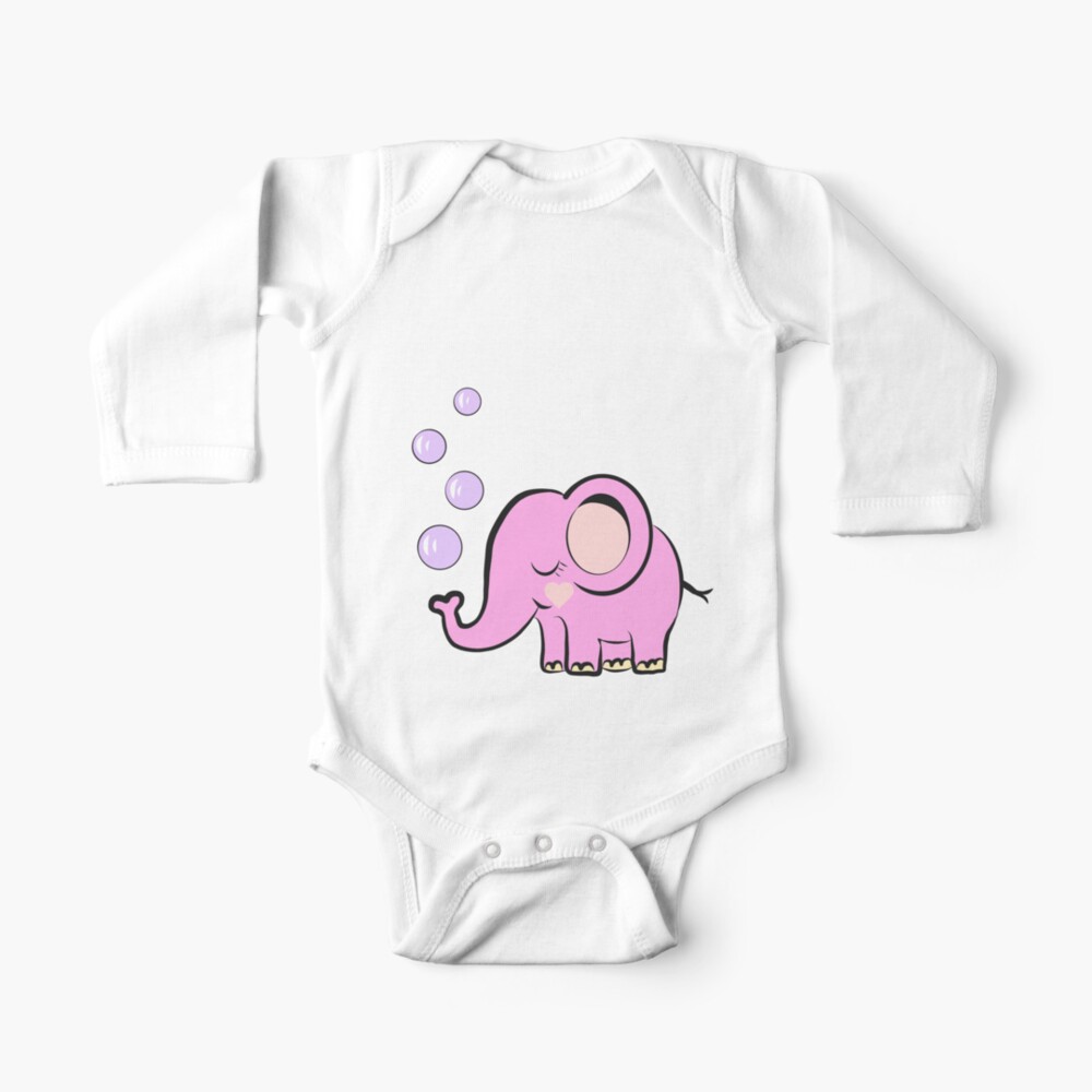 Pink Elephant Blowing Bubbles Baby One Piece By Cutiemchootie Redbubble