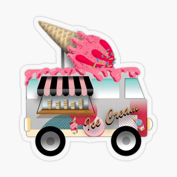 Ice Cream Van Transparent Stickers Redbubble - ice cream van roblox id