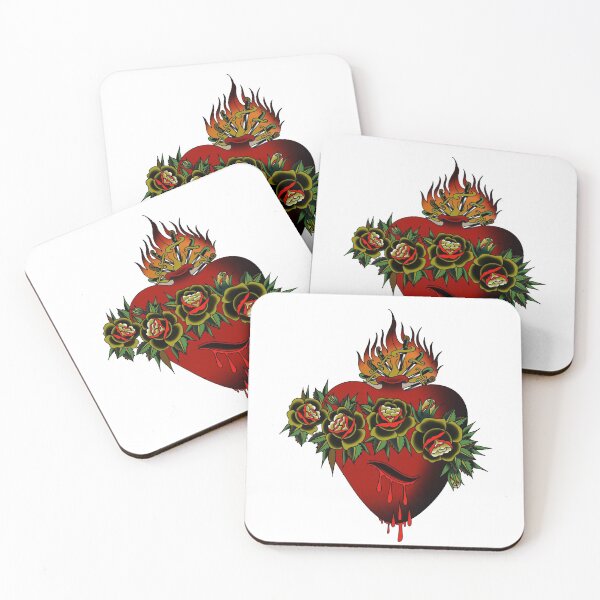 Item preview, Sacred heart Flaming bleeding heart and rose tattoo design designed and sold by LPdesigns2020.