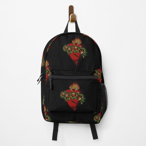 Item preview, Black and red Sacred heart Flaming bleeding heart and rose tattoo design designed and sold by LPdesigns2020.