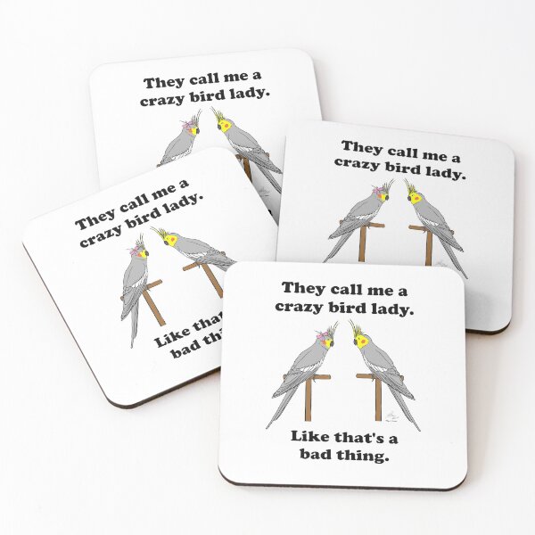 Item preview, Crazy Bird Lady with Cockatiels designed and sold by Laughing Parrot Studio.