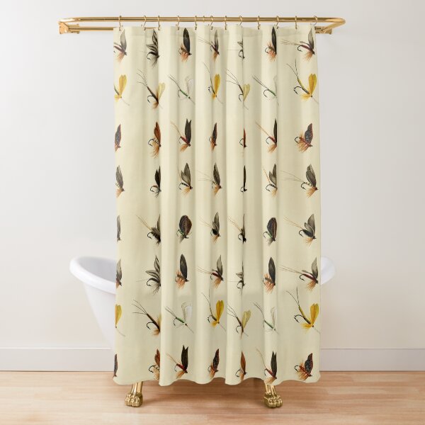 Vintage Trout Flies Pattern Shower Curtain