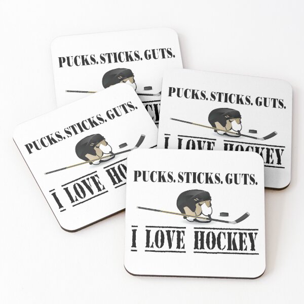 Item preview, Pucks Sticks Guts, Me encanta el hockey, con máscara de hockey, disco de hockey y palos de hockey designed and sold by 4AllTimes.