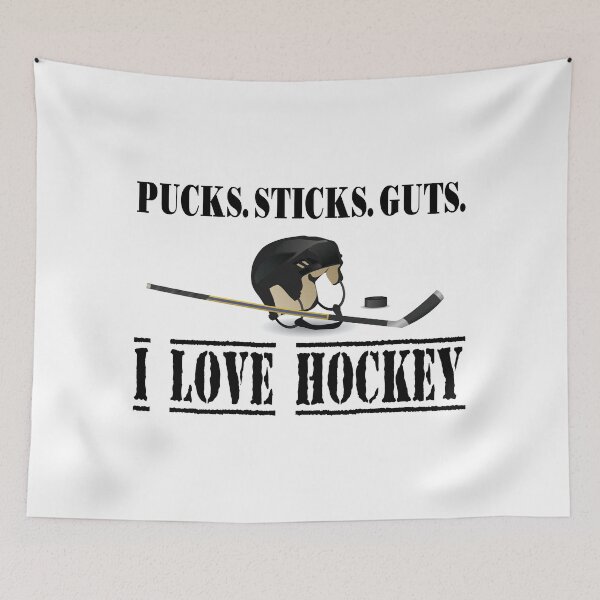 Item preview, Pucks Sticks Guts, Me encanta el hockey, con máscara de hockey, disco de hockey y palos de hockey designed and sold by 4AllTimes.