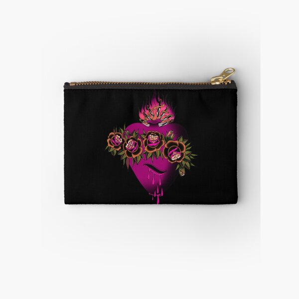 Item preview, Pink and Black Sacred heart Flaming bleeding heart and rose tattoo design designed and sold by LPdesigns2020.
