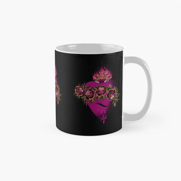 Item preview, Pink and Black Sacred heart Flaming bleeding heart and rose tattoo design designed and sold by LPdesigns2020.