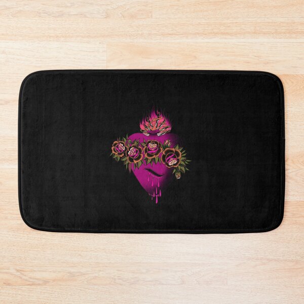 Item preview, Pink and Black Sacred heart Flaming bleeding heart and rose tattoo design designed and sold by LPdesigns2020.