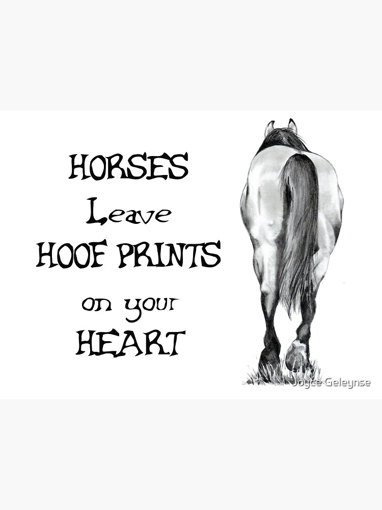 "Horses Leave Hoof Prints On Your Heart, Pencil Art" Sticker for Sale