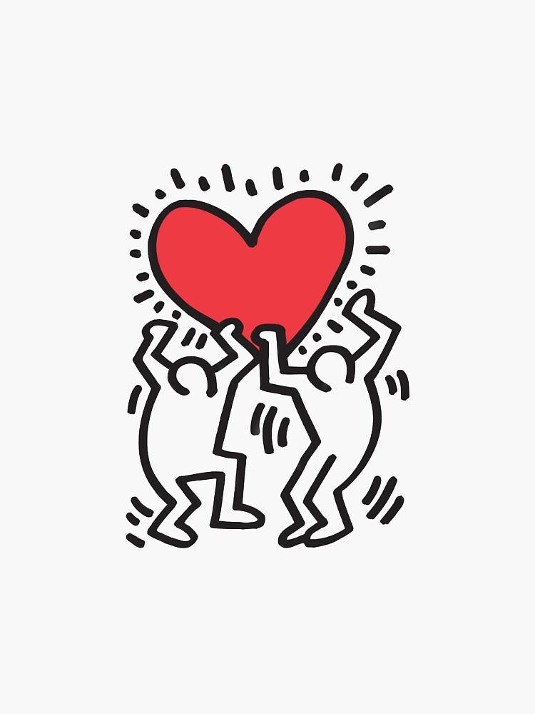 "Keith Haring dancing heart" Sticker by DustyGranola | Redbubble