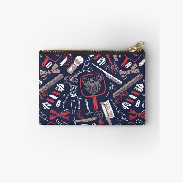 Item preview, Shear shave shine // midnight blue background red white and brown vintage barber shop tools designed and sold by SelmaCardoso.