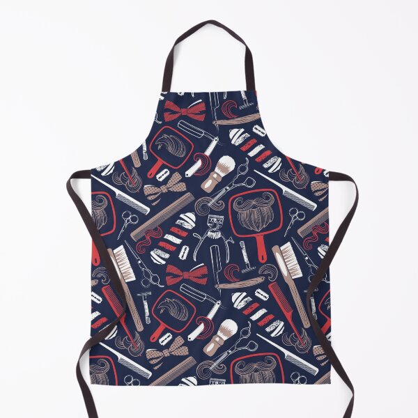 Item preview, Shear shave shine // midnight blue background red white and brown vintage barber shop tools designed and sold by SelmaCardoso.