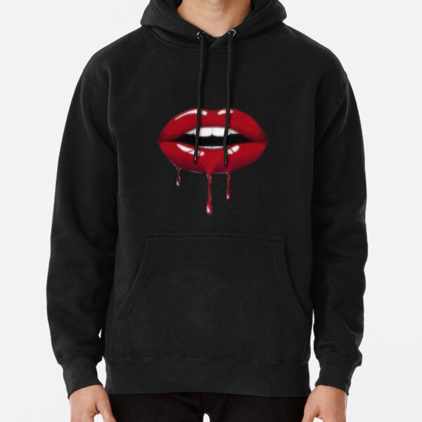 Red Lips Birthday Drip Graphic Print Cap felpa con cappuccio