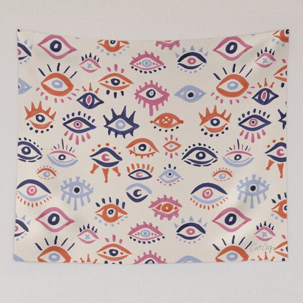 Item preview, Mystic Eyes – Coral & Navy designed and sold by Cat Coquillette.