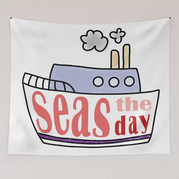 Item preview, Seas the Day Boat designed and sold by LunaStickerCo.