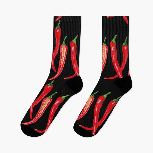 Item preview, Red hot peppers on a black background. designed and sold by Colibri77.