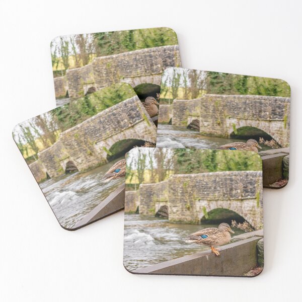 Item preview,  Female mallard duck sitting on the bank of the River Wye with the infamous Sheepwash bridge in the background designed and sold by yackers1.