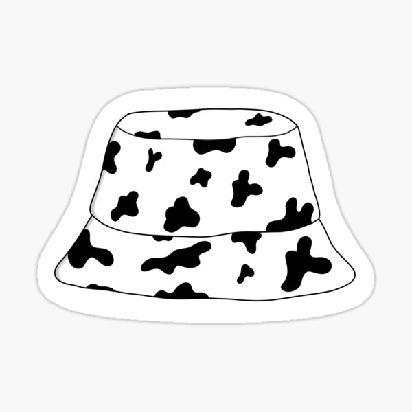 "Cow Print Bucket Hat Sticker" Sticker by lovebeandesign Redbubble