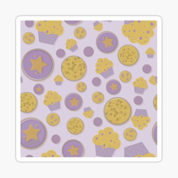 Sweet Desserts Purple and Gold Cookies and Cupcakes Sticker