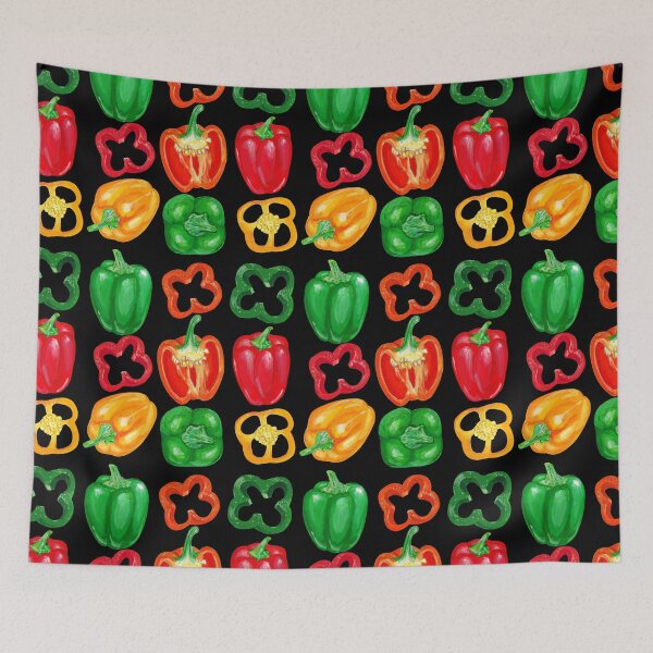 Item preview, Colorful bell peppers on a black background. designed and sold by Colibri77.