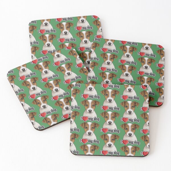 Item preview, I Love My Dog - Jack Russell Terrier - Pattern - Green designed and sold by JadeMadeThis.