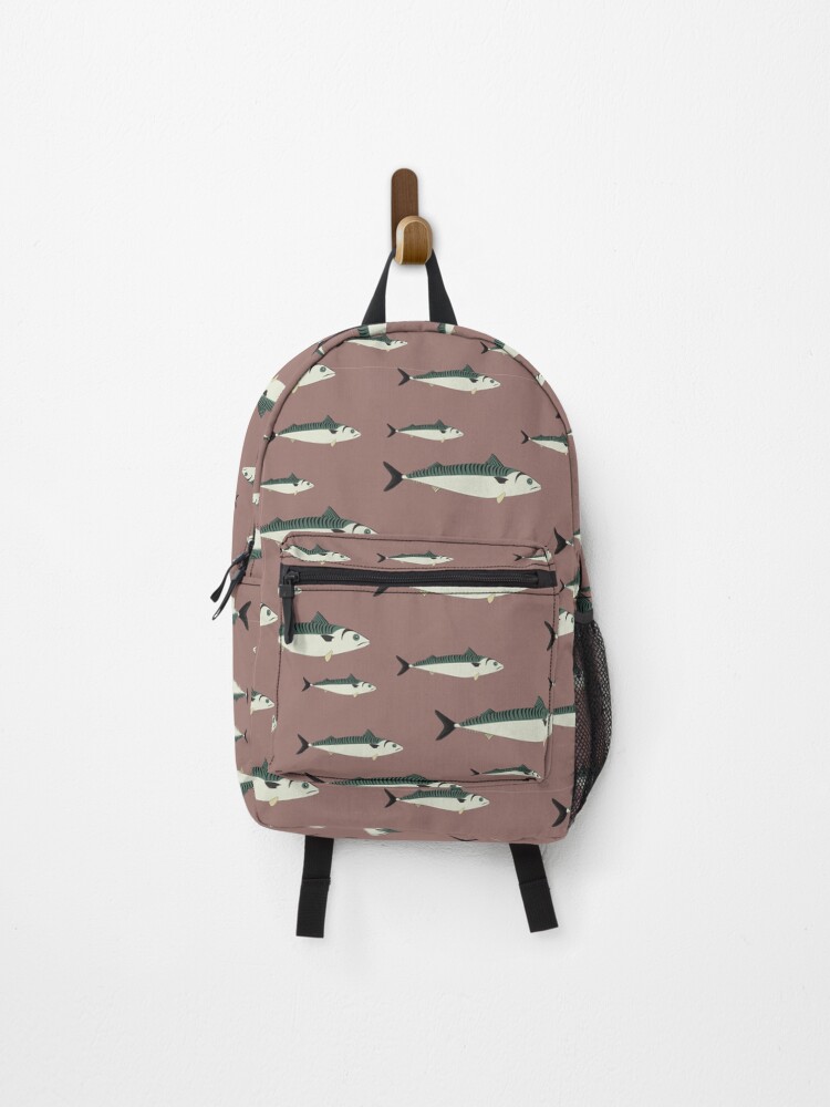 Thumbnail 1 of 3, Backpack, Mackerel fish pink pattern designed and sold by EngineerGoC.
