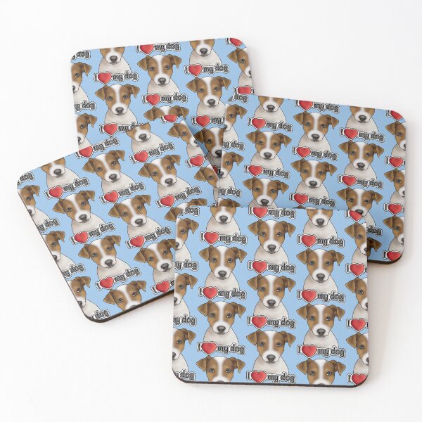 Item preview, I Love My Dog - Jack Russell Terrier - Pattern - Blue designed and sold by JadeMadeThis.