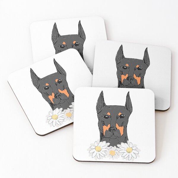 Item preview, Doberman with flowers designed and sold by NinaBetterNot.
