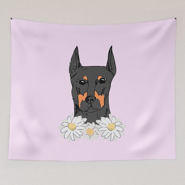 Item preview, Doberman with flowers designed and sold by NinaBetterNot.