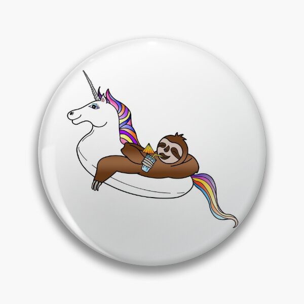 Item preview, Sloth Chilling on a Unicorn Float sipping a Fruity Umbrella Cocktail  Drink  designed and sold by MelindaLedsome.