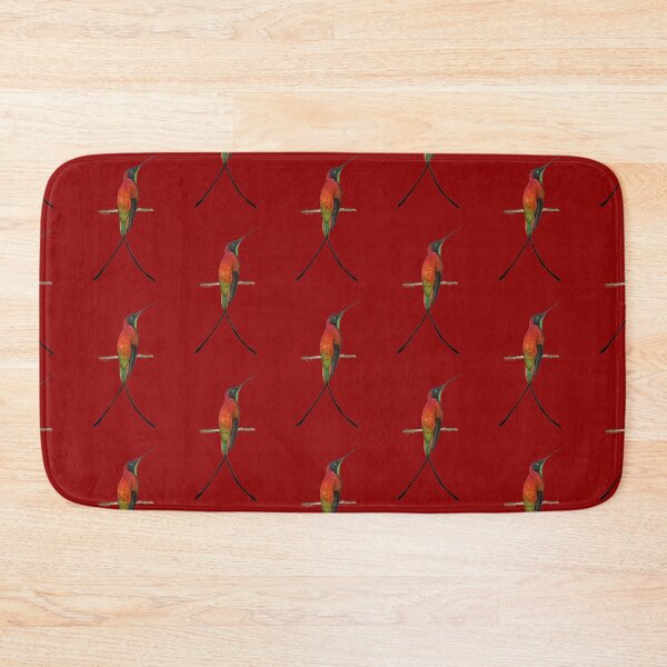 Item preview, Fiery Topaz Hummingbird on a Red Background designed and sold by Christiane Dobbins.