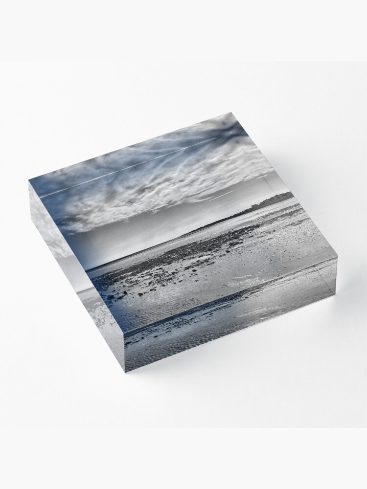Alternate view of Low-Tide Black and White Seascape Acrylic Block