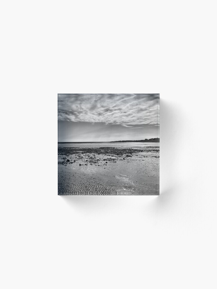 Alternate view of Low-Tide Black and White Seascape Acrylic Block