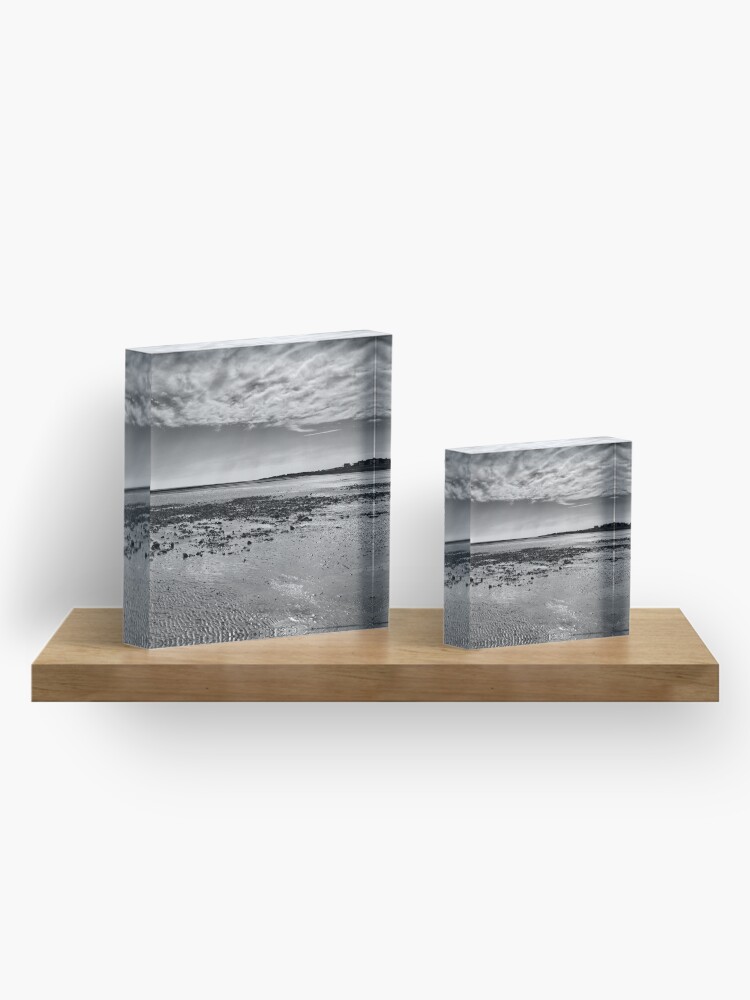 Alternate view of Low-Tide Black and White Seascape Acrylic Block